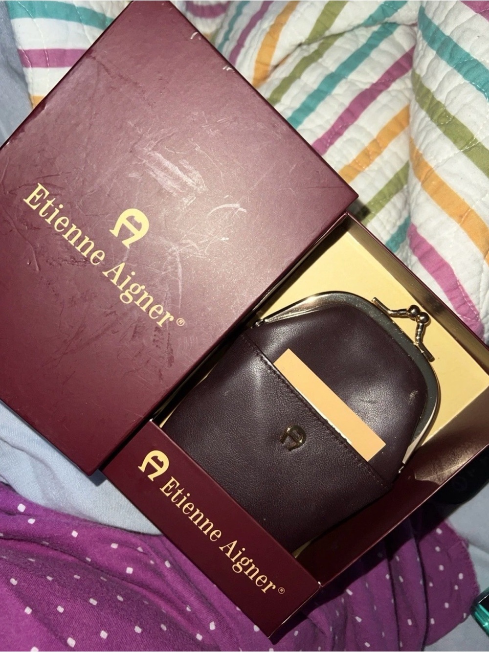 RARE Vintage Etienne Aigner Burgundy Leather Cigarette Case w/ Box & Tags - Picture 7 of 7